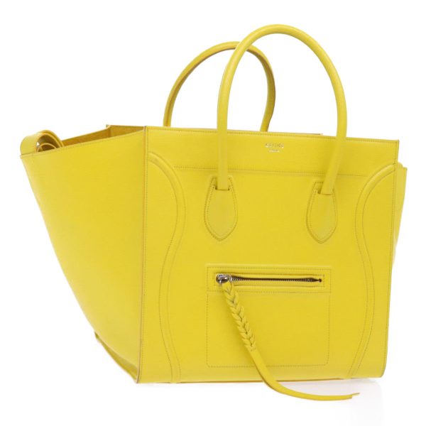 CELINE Gauge Phantom Hand Bag Leather Yellow 55633 For Sale