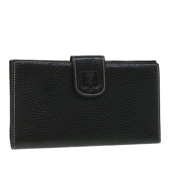 CELINE Long Wallet Leather Black 55628 Cheap