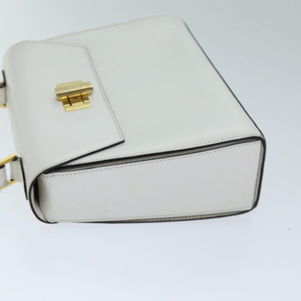 CELINE Hand Bag Leather 2way White 73590 For Sale