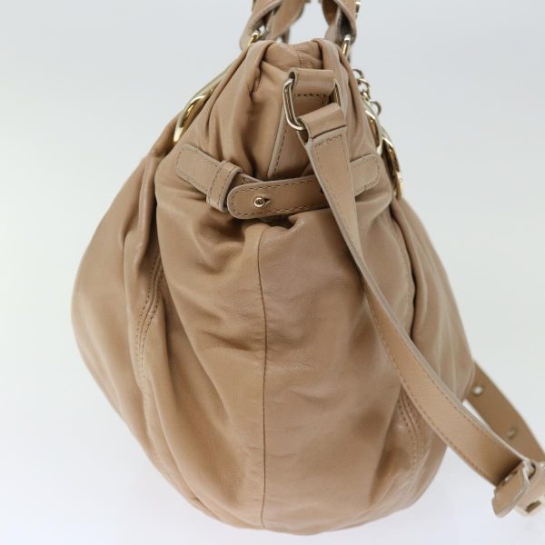 CELINE Hand Bag Leather 2way Beige 70407 For Sale