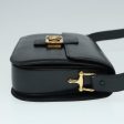 CELINE Horse Carriage Shoulder Bag Leather Black Gold 91297 Fashion