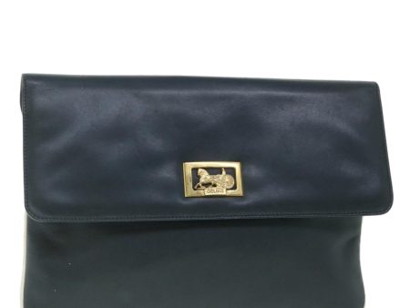 CELINE Horse Carriage Clutch Bag Leather Navy 54881 For Cheap