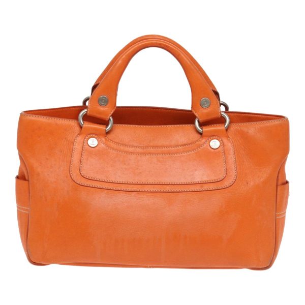 CELINE Hand Bag Leather Orange 84423 Cheap