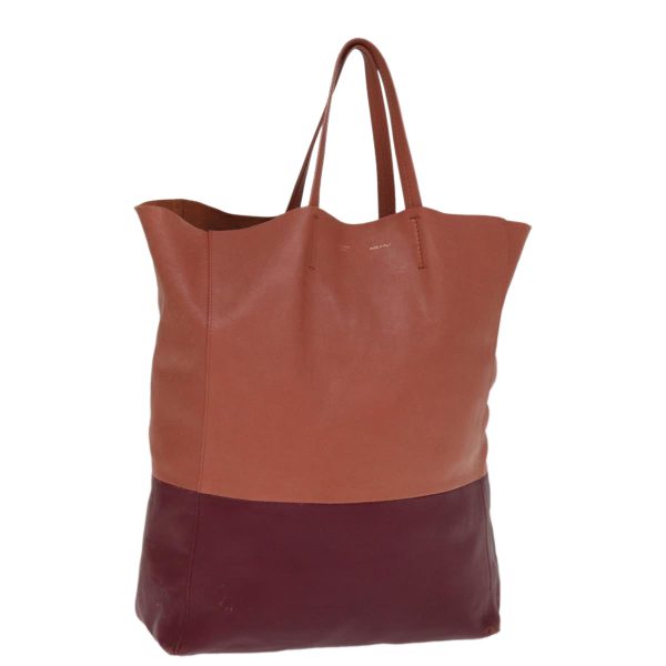 CELINE Horizontal Cabas Tote Bag Leather Bordeaux Orange ar11846 Supply