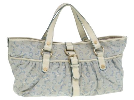 CELINE C Macadam Canvas Hand Bag Light Blue White gold 90217 Online Hot Sale