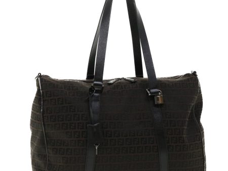 FENDI Zucchino Canvas Boston Bag Black  am3471 For Discount