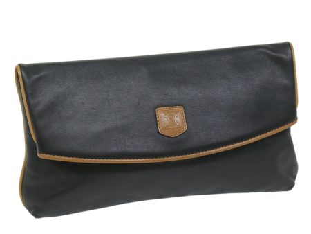 CELINE Clutch Bag Leather Black ep2747 on Sale