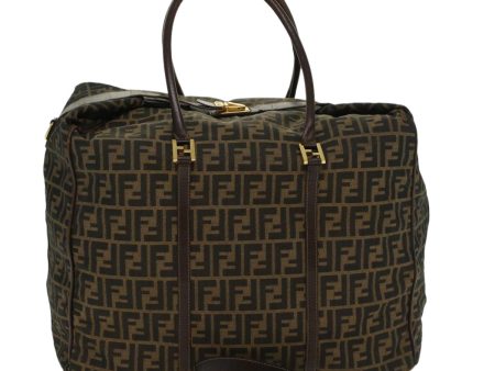 FENDI Zucca Canvas Boston Bag Nylon 2way Brown Black  45632 Fashion