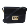 CELINE Horse Carriage Shoulder Bag Leather Navy Gold bs17652 For Sale