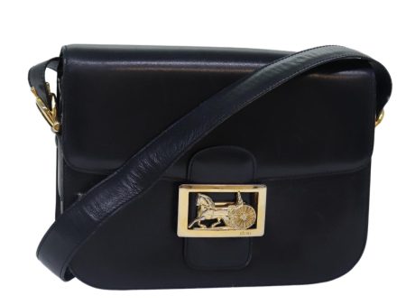 CELINE Horse Carriage Shoulder Bag Leather Navy Gold bs17652 For Sale