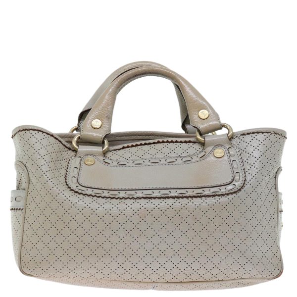 CELINE Hand Bag Leather Gray 70597 Hot on Sale