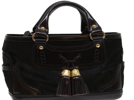 CELINE Hand Bag Enamel Harako Leather Dark Brown 45710 Online Sale