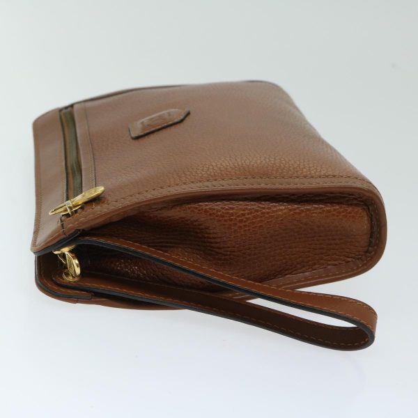 CELINE Clutch Bag Leather Brown 68346 Online now