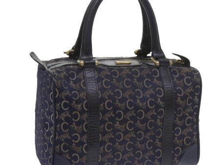 CELINE C Macadam Canvas Hand Bag Navy 60577 For Sale