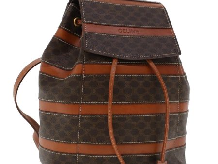 CELINE Macadam Canvas Backpack PVC Leather Brown am4403 For Sale