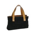 CELINE C Macadam Canvas Hand Bag Suede Black Brown 69140 For Sale