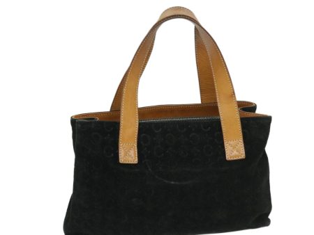 CELINE C Macadam Canvas Hand Bag Suede Black Brown 69140 For Sale