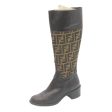 FENDI Zucca Canvas long boots Leather Brown Black  ar6412 Hot on Sale