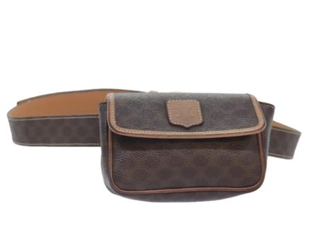 CELINE Macadam Canvas Waist bag PVC Leather Brown Gold yk15121 For Cheap