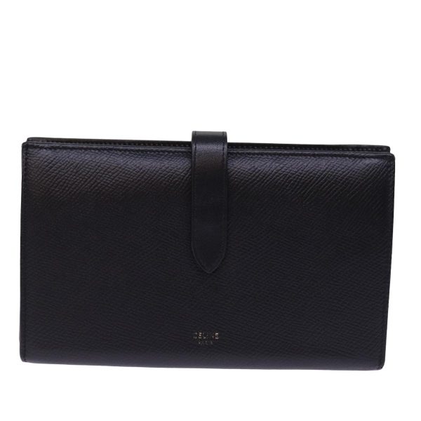 CELINE Large Strap Wallet Leather Black bs15228 Online Hot Sale