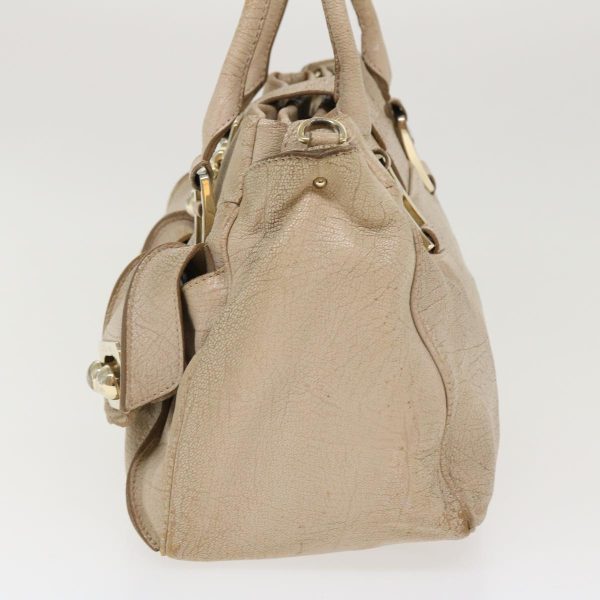 CELINE Hand Bag Leather 2way Beige 39619 Online Sale