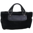 CELINE C Macadam Canvas Hand Bag Suede Black 74639 Cheap