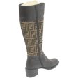 FENDI Zucca Canvas long boots Leather Brown Black  ar6412 Hot on Sale