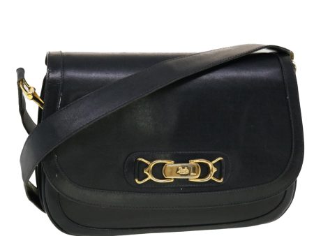 CELINE Horse Carriage Shoulder Bag Leather Navy rd5253 Cheap