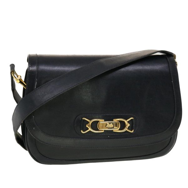 CELINE Horse Carriage Shoulder Bag Leather Navy rd5253 Cheap