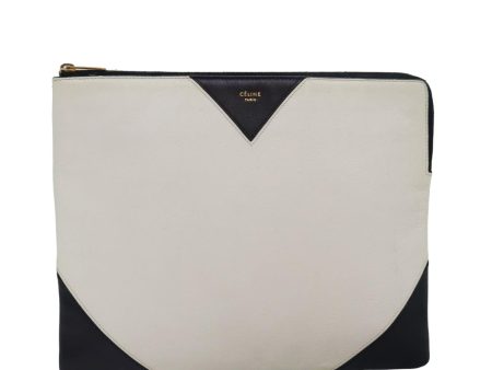 CELINE Clutch Bag Leather Black White yk13087 For Cheap