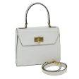 CELINE Hand Bag Leather 2way White 73590 For Sale