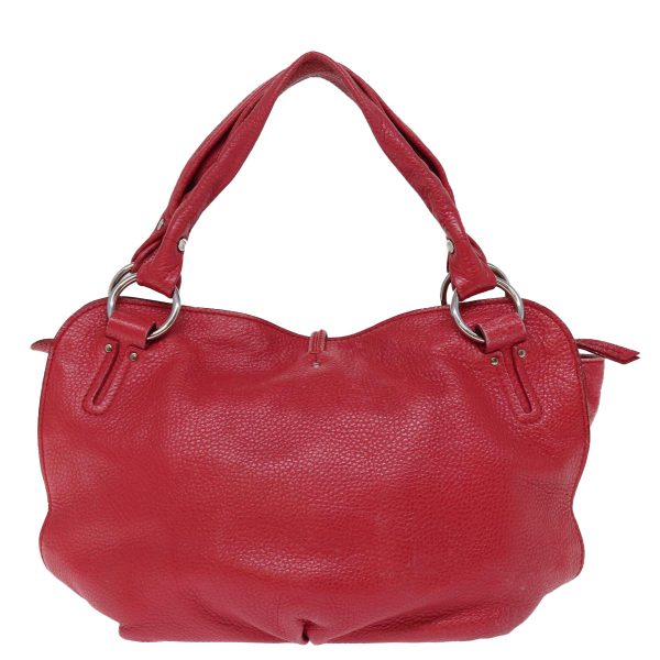 CELINE Hand Bag Leather Red 77381 Cheap