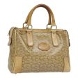 CELINE C Sulky Hand Bag Coated Canvas Leather Beige Gold 92540 Sale