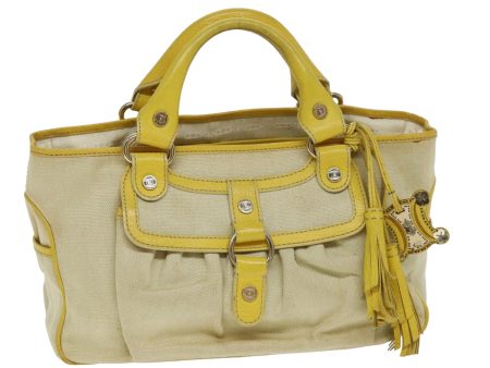 CELINE Hand Bag Canvas Yellow Beige 78273 Online Hot Sale