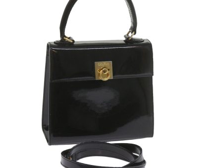 CELINE Hand Bag Patent leather 2way Black ar10948B Supply