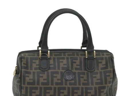 FENDI Zucca Canvas Boston Bag Black Brown  yk9674 Online now