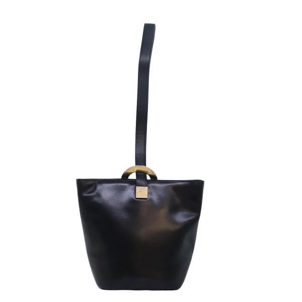 CELINE Circle Hand Bag Leather Black ar12160 on Sale