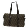 FENDI Zucca Canvas Boston Bag Nylon Brown Black  rd5456 Fashion