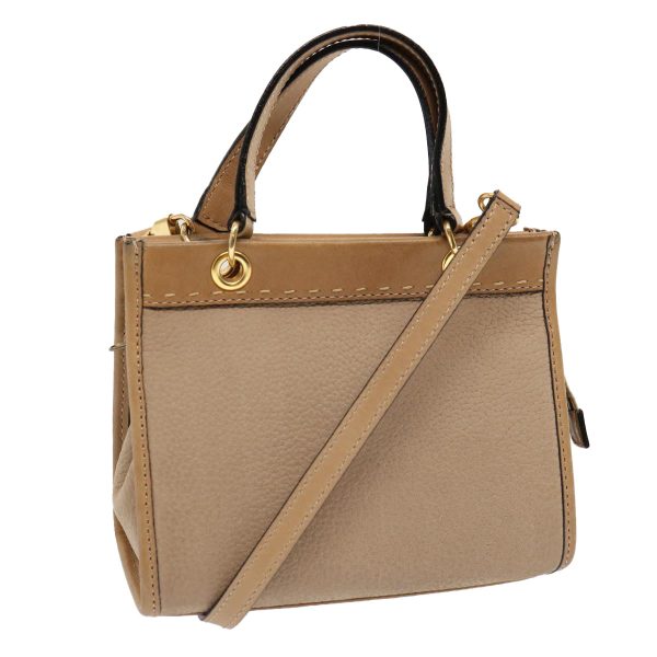 CELINE Hand Bag Leather 2way Beige 69861 Supply