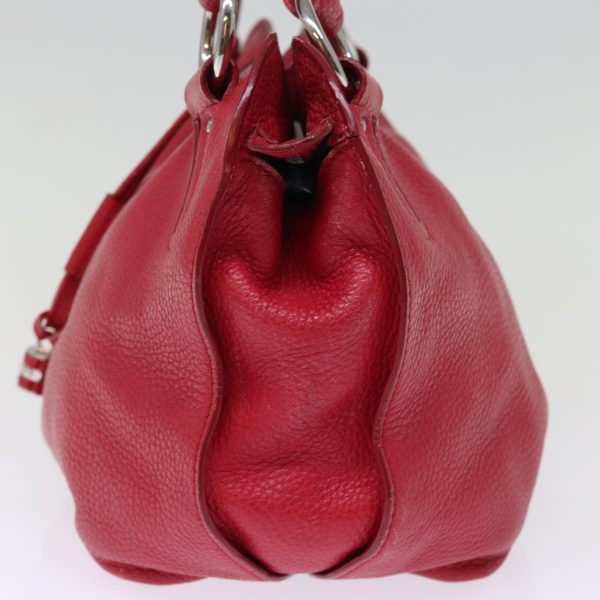 CELINE Hand Bag Leather Red 77381 Cheap