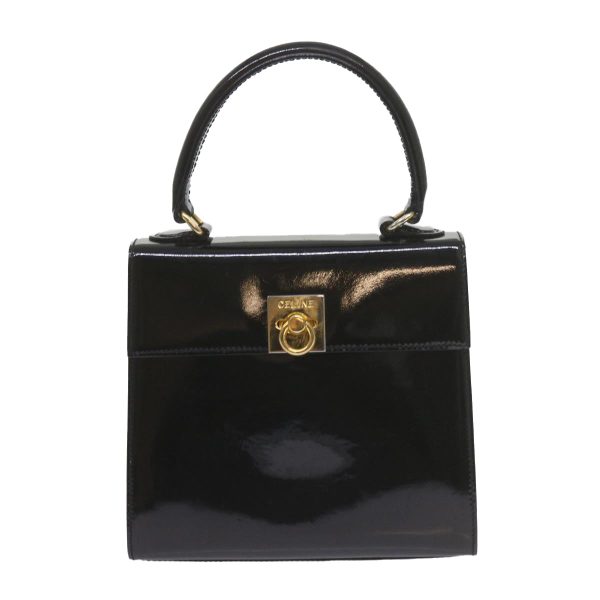 CELINE Hand Bag Patent leather 2way Black ar10948B Supply