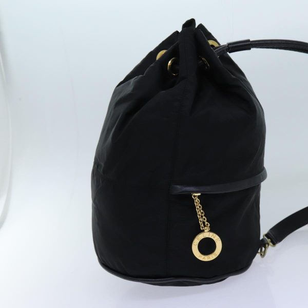 CELINE Circle Shoulder Bag Nylon Black ar11677 Online now