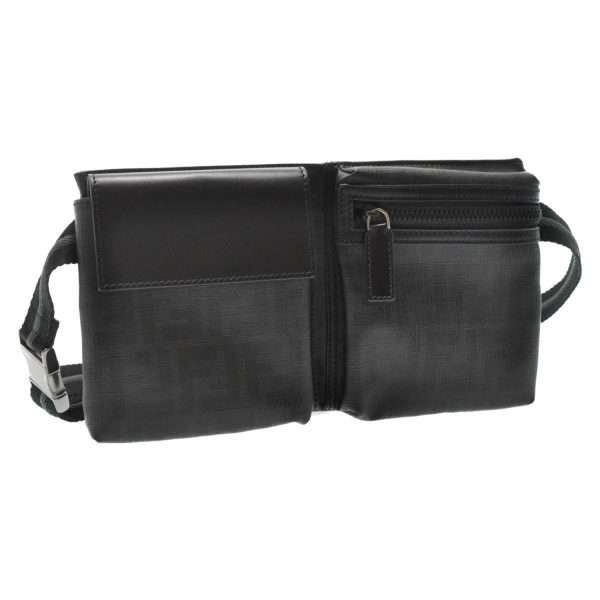 FENDI Zucca Leather Waist Bag Leather Black  am1321s Online