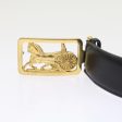 CELINE Horse Carriage Belt Leather 35.4  -37.8   Black Gold 54945 on Sale