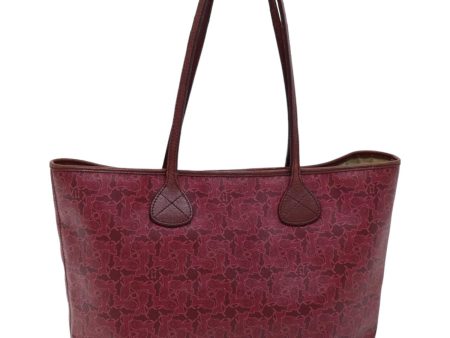 CELINE Horse Carriage Macadam Canvas Tote Bag PVC Leather Bordeaux 76141 Fashion