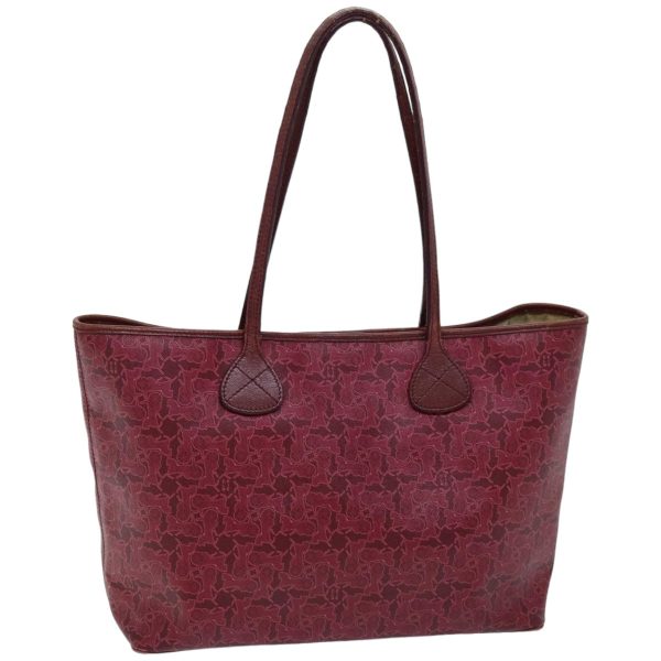 CELINE Horse Carriage Macadam Canvas Tote Bag PVC Leather Bordeaux 76141 Fashion