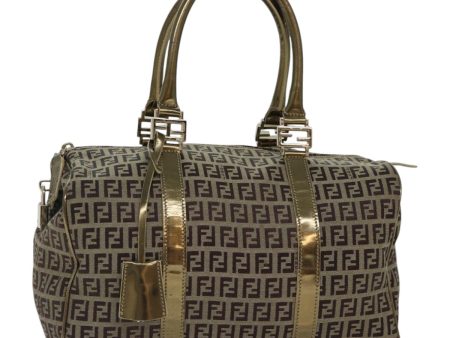 FENDI Zucchino Canvas Boston Bag Beige Gold  hk1608 Online