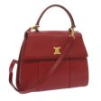 CELINE Hand Bag Leather 2way Red am5388 on Sale