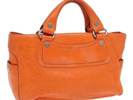 CELINE Hand Bag Leather Orange 84423 Cheap