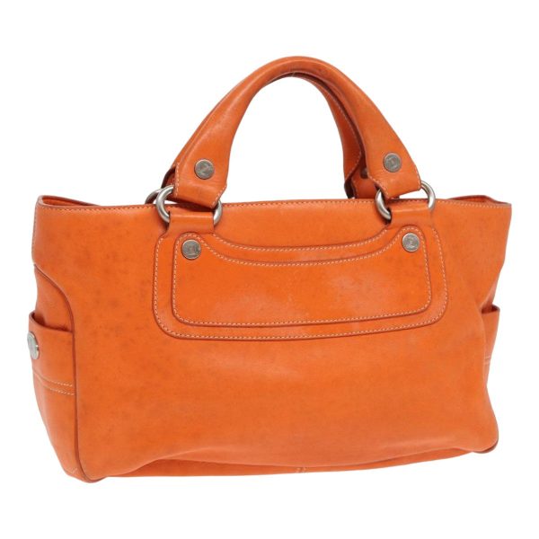 CELINE Hand Bag Leather Orange 84423 Cheap